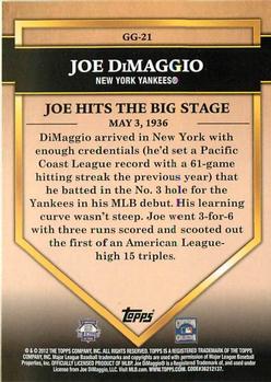 2012 Topps - Golden Greats #GG-21 Joe DiMaggio Back