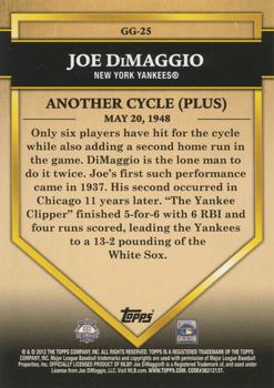 2012 Topps - Golden Greats #GG-25 Joe DiMaggio Back