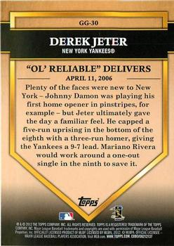 2012 Topps - Golden Greats #GG-30 Derek Jeter Back
