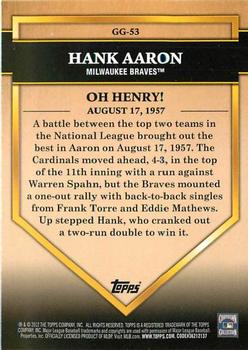 2012 Topps - Golden Greats #GG-53 Hank Aaron Back
