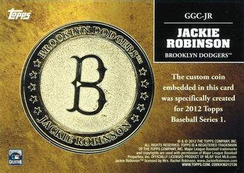 2012 Topps - Golden Greats Coins #GGC-JR Jackie Robinson Back