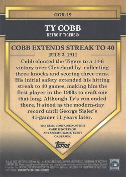 2012 Topps - Golden Greats Relics #GGR-19 Ty Cobb Back