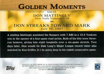 2012 Topps - Golden Moments (Series 1) #GM-13 Don Mattingly Back