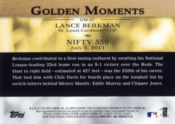 2012 Topps - Golden Moments (Series 1) #GM-27 Lance Berkman Back