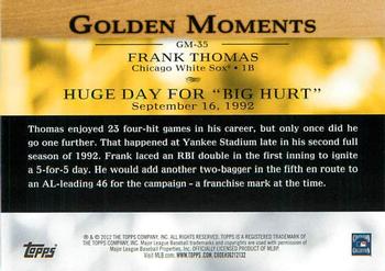 2012 Topps - Golden Moments (Series 1) #GM-35 Frank Thomas Back