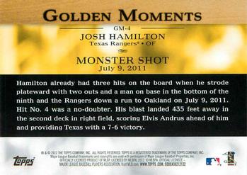 2012 Topps - Golden Moments (Series 1) #GM-4 Josh Hamilton Back
