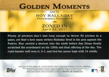 2012 Topps - Golden Moments (Series 1) #GM-50 Roy Halladay Back