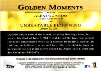 2012 Topps - Golden Moments Autographs #GMA-AO Alexi Ogando Back