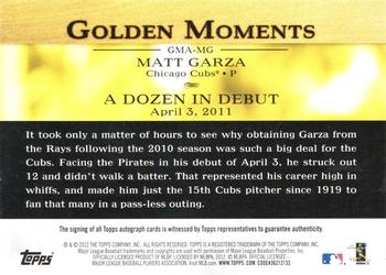 2012 Topps - Golden Moments Autographs #GMA-MG Matt Garza Back