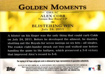 2012 Topps - Golden Moments Autographs #GMA-AC Alex Cobb Back