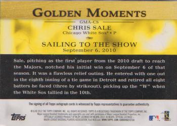 2012 Topps - Golden Moments Autographs #GMA-CS Chris Sale Back