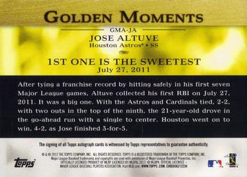 2012 Topps - Golden Moments Autographs #GMA-JA Jose Altuve Back
