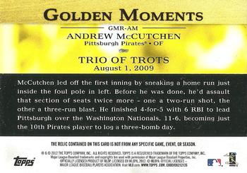2012 Topps - Golden Moments Relics #GMR-AM Andrew McCutchen Back
