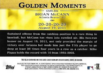 2012 Topps - Golden Moments Relics #GMR-BM Brian McCann Back