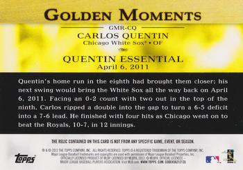 2012 Topps - Golden Moments Relics #GMR-CQ Carlos Quentin Back