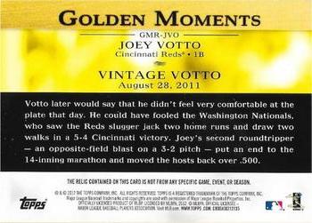 2012 Topps - Golden Moments Relics #GMR-JVO Joey Votto Back