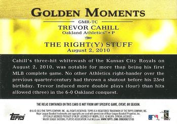 2012 Topps - Golden Moments Relics #GMR-TC Trevor Cahill Back