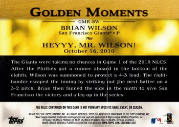 2012 Topps - Golden Moments Relics #GMR-BW2 Brian Wilson Back