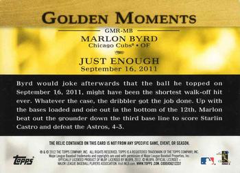 2012 Topps - Golden Moments Relics #GMR-MB2 Marlon Byrd Back