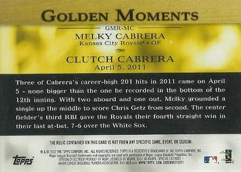 2012 Topps - Golden Moments Relics #GMR-MCA2 Melky Cabrera Back