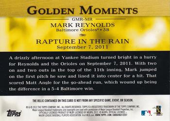2012 Topps - Golden Moments Relics #GMR-MR Mark Reynolds Back
