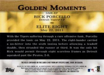 2012 Topps - Golden Moments Relics #GMR-RP Rick Porcello Back