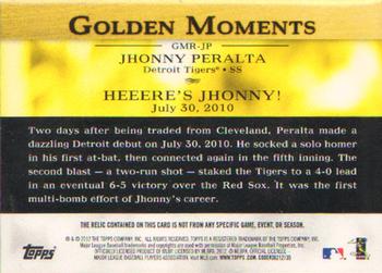 2012 Topps - Golden Moments Relics #GMR-JP Jhonny Peralta Back
