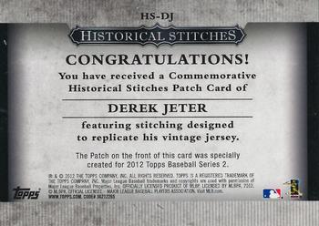 2012 Topps - Historical Stitches #HS-DJ Derek Jeter Back
