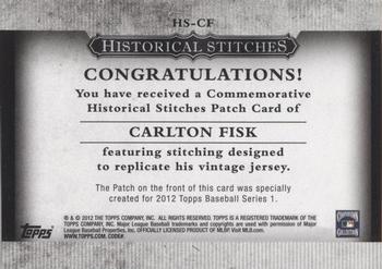 2012 Topps - Historical Stitches #HS-CF Carlton Fisk Back