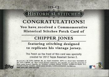 2012 Topps - Historical Stitches #HS-CJ Chipper Jones Back