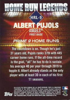 2012 Topps - Prime Nine Home Run Legends #HRL-9 Albert Pujols Back