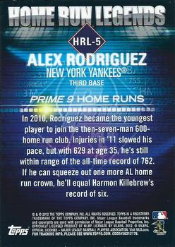 2012 Topps - Prime Nine Home Run Legends #HRL-5 Alex Rodriguez Back