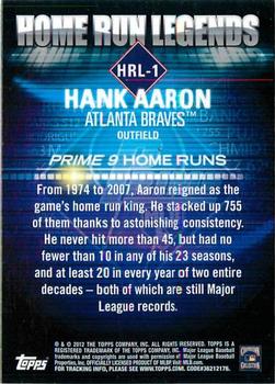 2012 Topps - Prime Nine Home Run Legends #HRL-1 Hank Aaron Back