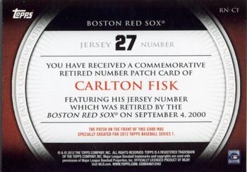 2012 Topps - Retired Number Patches #RN-CF Carlton Fisk Back
