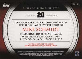 2012 Topps - Retired Number Patches #RN-MS Mike Schmidt Back