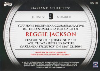 2012 Topps - Retired Number Patches #RN-RJ Reggie Jackson Back