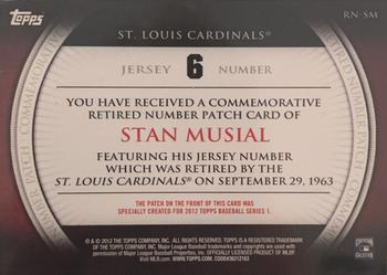 2012 Topps - Retired Number Patches #RN-SM Stan Musial Back
