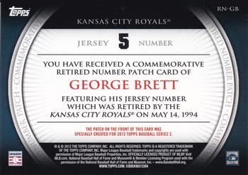 2012 Topps - Retired Number Patches #RN-GB George Brett Back