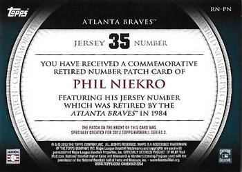2012 Topps - Retired Number Patches #RN-PN Phil Niekro Back
