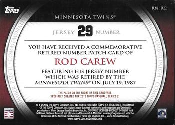 2012 Topps - Retired Number Patches #RN-RC Rod Carew Back