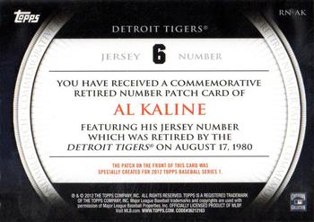 2012 Topps - Retired Number Patches #RN-AK Al Kaline Back