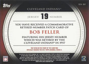 2012 Topps - Retired Number Patches #RN-BF Bob Feller Back