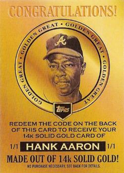 2012 Topps - Solid Golden Greats #SGG-HA Hank Aaron Front