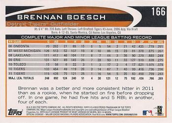 2012 Topps - Red #166 Brennan Boesch Back