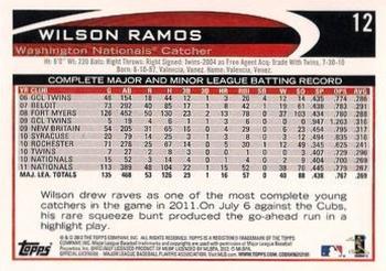 2012 Topps - Red #12 Wilson Ramos Back