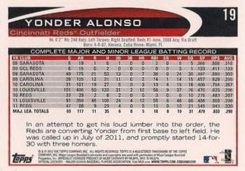 2012 Topps - Red #19 Yonder Alonso Back