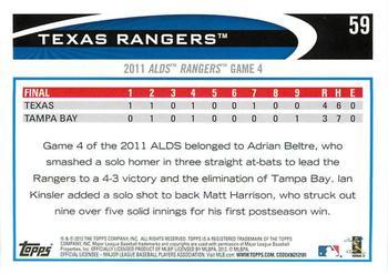 2012 Topps - Red #59 Texas Rangers Back