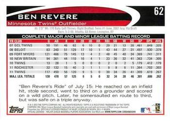 2012 Topps - Red #62 Ben Revere Back