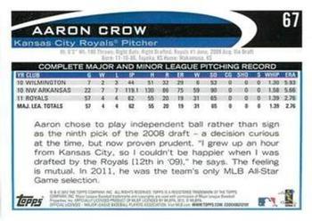 2012 Topps - Red #67 Aaron Crow Back