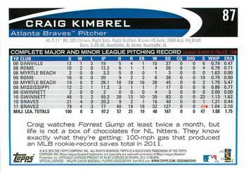 2012 Topps - Red #87 Craig Kimbrel Back